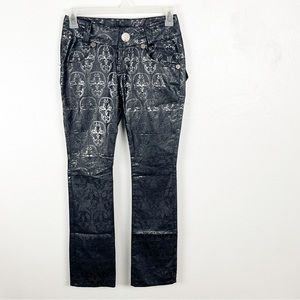 THOMAS WYLDE Black Metallic Skull Graphic Pants, Size 0